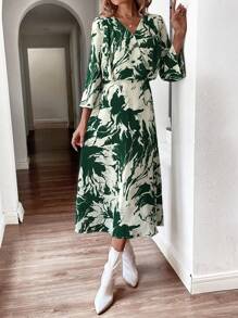 Chiquease Allover Print Surplice Neck Dress - Multicolor - View 6