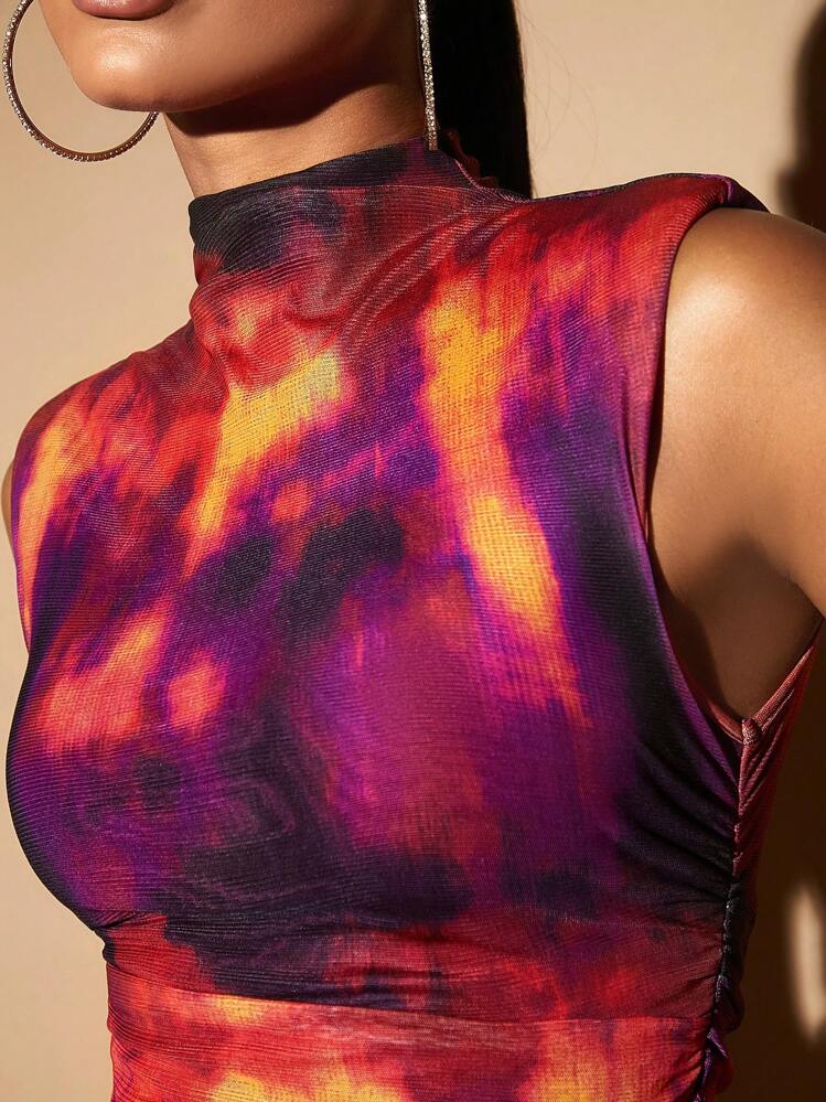 SHEIN BAE טאי דאי צווארון גבוה מרופט גופיות  & חצאית עפרון - ריבוי צבעים - ראה 6