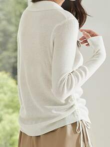 Camiseta unicolor con cordón lateral - Blanco - Ver 2