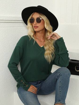 Button Detail Drop Shoulder Tee