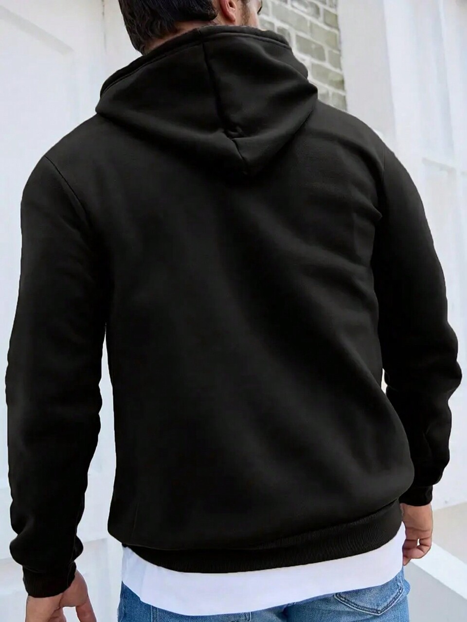 Men Plus Letter Graphic Kangaroo Pocket Drawstring Hoodie