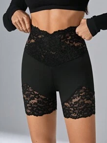 Firerie Contrast Lace Biker Shorts - Black - View 4