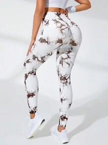 紮染寬腰帶運動打底褲 - 彩色 - 查看 5