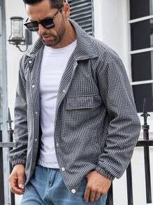 Manfinity Homme Men Plaid Print Shacket - Black - View 3