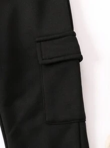 SHEIN Young Boy Patched Detail Flap Pocket Side Sweatpants Chic Outfits For Autumn/Winter