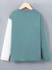 SHEIN 男大童雙色字母圖案T恤