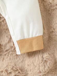 女嬰標語圖案拼接邊連身褲&帽 - 彩色 - 查看 6