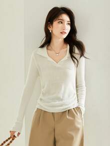 Camiseta unicolor con cordón lateral - Blanco - Ver 4