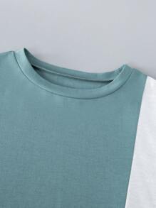 SHEIN 男大童雙色字母圖案T恤