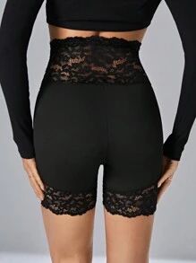 Firerie Contrast Lace Biker Shorts - Black - View 2