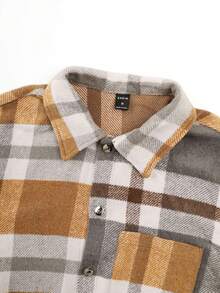 Manfinity Homme Nam In kẻ sọc Vá Túi Áo khoác kiểu sơ mi - Nhiều màu - Xem 5
