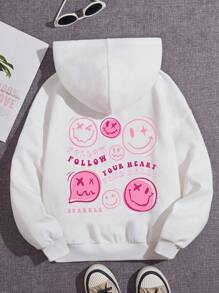 Áo nỉ in hình hoạt hình và khẩu hiệu dành cho bé gái tuổi teen - trắng - Xem 1