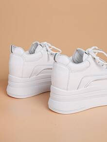 時尚增高女性鞋適用於女性帶坡跟高跟鞋和厚 - 白色 - 查看 2