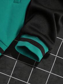 Manfinity EMRG 男款鬆身字母圖案雙色帽衫,掉肩袖及拉繩款式 - 青碧色 - 查看 7