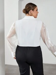 SHEIN Privé Plus Lapel Neck Asymmetrical Hem Button Front Jacket