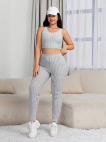SHEIN EZwear Hơn Mở Mặt trước áo & Áo ba lỗ & Xà cạp - Màu Xám nhạt - Xem 5