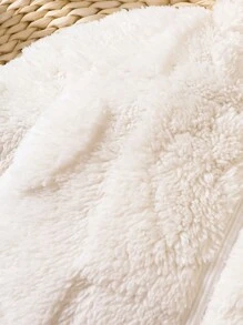 SHEIN Playful Pals Baby Girl Solid Hooded Teddy Jumpsuit