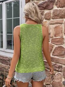 SHEIN LUNE 愛心圖案麻花編織上衣 - 綠色 - 查看 2