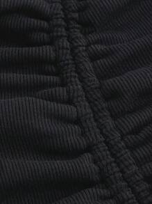 SHEIN EZwear Drawstring Side Asymmetrical Hem Tank Dress - Black - View 4