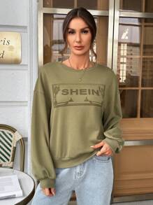 SHEIN Essnce Letter Graphic Drop Shoulder Sweatshirt