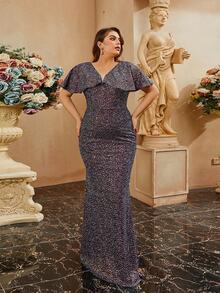 seomiscky 大碼晚宴禮服裙（重工款） - 紫色 - 查看 6