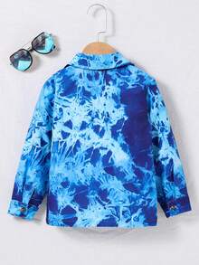 Young Boy Tie Dye Pocket Patched Shirt Without Tee - Blue - View 2