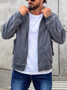 Manfinity Homme 1 Miếng Lỏng lẻo phù hợp Nam Dây kéo Áo khoác - Xám - Xem 5