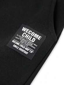 Men Striped Trim Tee & Drawstring Waist Shorts - Black and White - View 6