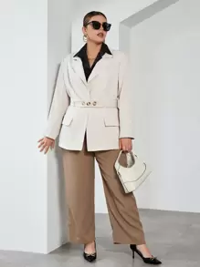 SHEIN Privé Plus Blazer Col À Revers Ceinturé