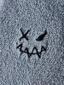 GENTILAND Nam Thêu Hoạt hình Thả vai Teddy Áo nỉ - Màu xanh bụi bặm - Xem 3