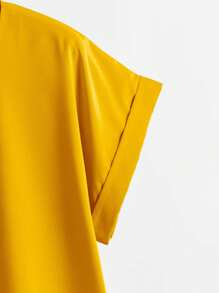 SHEIN LUNE Plus Solid Batwing Sleeve Blouse - Yellow - View 3