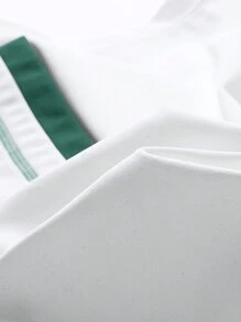 Men Striped Trim Tee & Drawstring Waist Shorts - Black and White - View 5