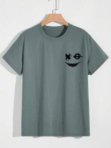 Manfinity LEGND Hombres Camiseta con estampado de dibujos animados - Gris - Ver 2