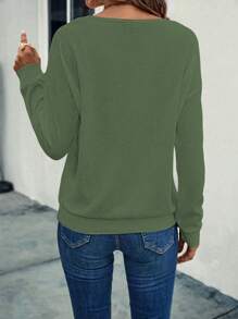 SHEIN LUNE Sudadera con diseño de botón de hombros caídos