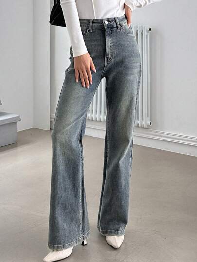 DAZY 鍵扣門襟喇叭褲