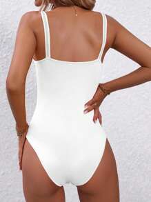 Allurite 素色水鑽細節吊帶連體衣