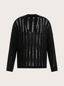 SHEIN ICON Plus Pointelle Knit Drop Shoulder Sweater