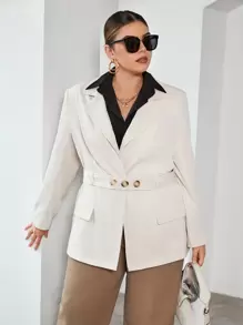 SHEIN Privé Plus Blazer Col À Revers Ceinturé