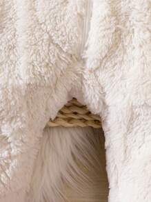 SHEIN Playful Pals Baby Girl Solid Hooded Teddy Jumpsuit