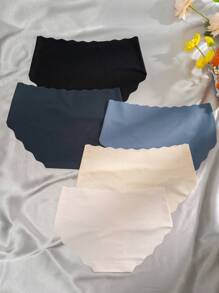 Shein Underwear&Sleepwear Basics 5pack Scallop Trim No Show Panty