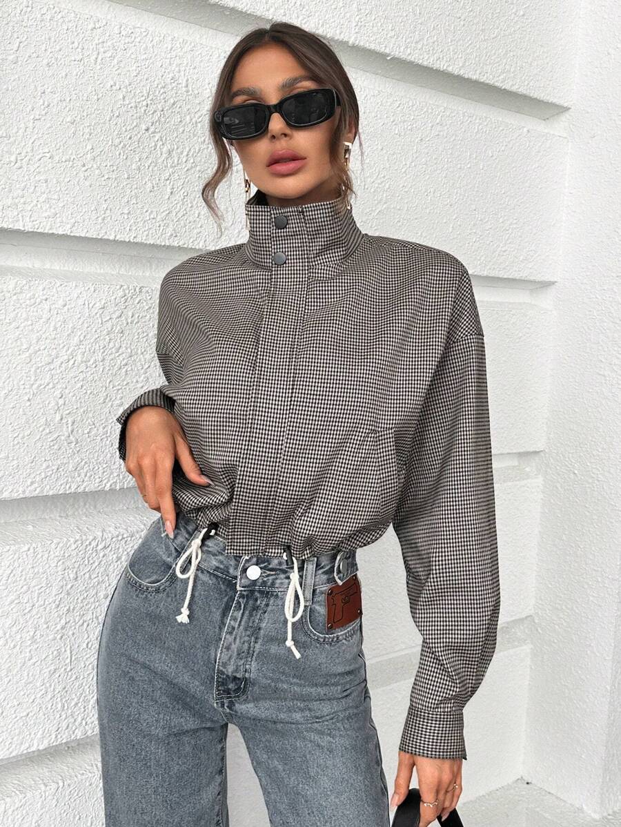SHEIN Essnce Áo khoác nữ - Xám - Xem 1