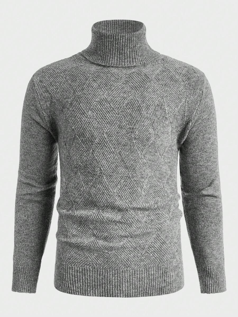 Manfinity VCAY Męski sweter z golfem i melanżowym splotem, na jesień i zimę