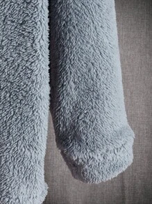 GENTILAND Nam Thêu Hoạt hình Thả vai Teddy Áo nỉ - Màu xanh bụi bặm - Xem 4