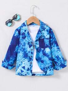 Young Boy Tie Dye Pocket Patched Shirt Without Tee - Blue - View 1