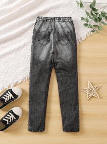SHEIN Teenager Mädchen Leggings mit Denim-Effekt Muster,