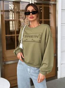 SHEIN Essnce Letter Graphic Drop Shoulder Sweatshirt