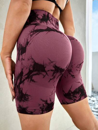 Slayform Tie Dye Wideband Waist Sports Shorts For Chinese New YearWomen Sweat Short, Gym Short, Biker Short