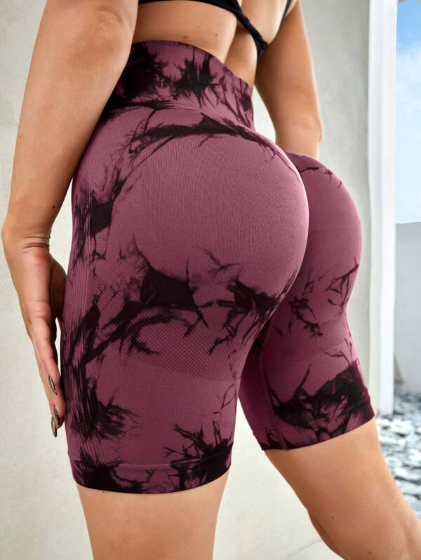 Slayform Tie Dye Wideband Waist Sports Shorts For Chinese New YearWomen Sweat Short, Gym Short, Biker Short