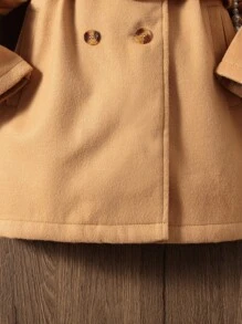 SHEIN Tween Girl 1pc Double Breasted Belted Overcoat - Camel - View 6