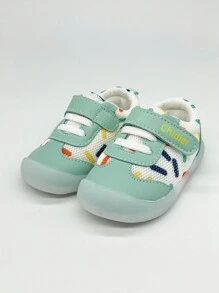 男女寶寶彩色波點運動鞋，防滑橡膠鞋底，魔術貼抗撞腳趾，嬰幼兒步行鞋 - 綠色 - 查看 7